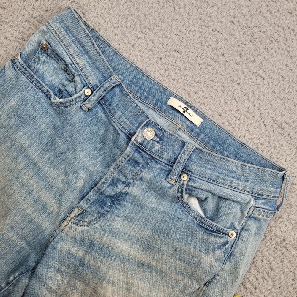 7 For All Mankind Womens Denim Jeans Light Wash Button Fly Size 28 Distressed